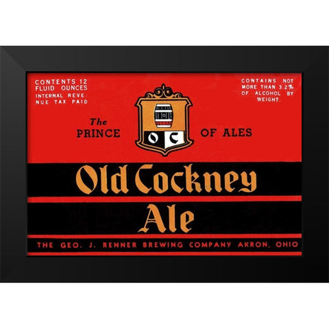 Old Cockney Ale Black Modern Wood Framed Art Print by Vintage Booze Labels