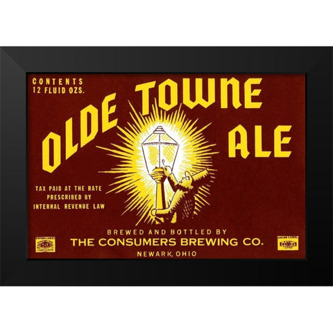 Olde Towne Ale Black Modern Wood Framed Art Print by Vintage Booze Labels