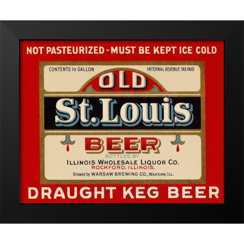 Old St. Louis Beer Black Modern Wood Framed Art Print by Vintage Booze Labels