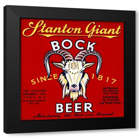 Stanton Giant Bock Beer Black Modern Wood Framed Art Print by Vintage Booze Labels