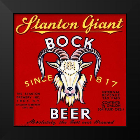 Stanton Giant Bock Beer Black Modern Wood Framed Art Print by Vintage Booze Labels