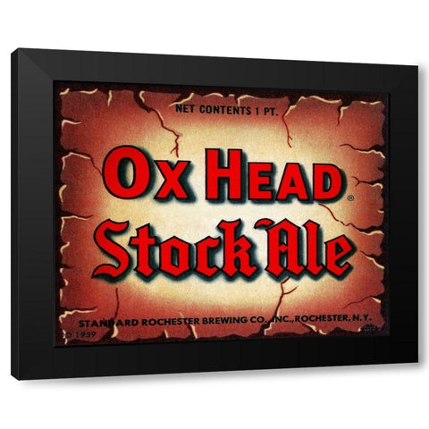 Ox Head Stock Ale Black Modern Wood Framed Art Print by Vintage Booze Labels
