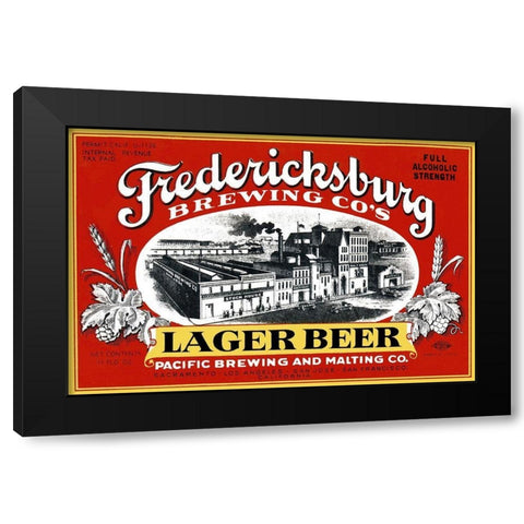 Fredericksburg Brewing Co.s Lager Beer Black Modern Wood Framed Art Print by Vintage Booze Labels