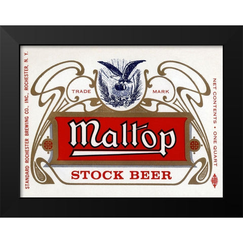 Maltop Stock Beer Black Modern Wood Framed Art Print by Vintage Booze Labels
