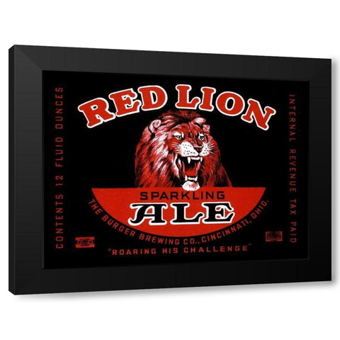 Red Lion Ale Black Modern Wood Framed Art Print by Vintage Booze Labels