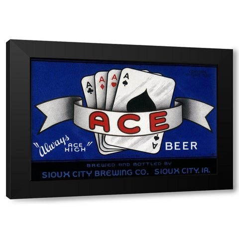 Ace Beer Black Modern Wood Framed Art Print by Vintage Booze Labels