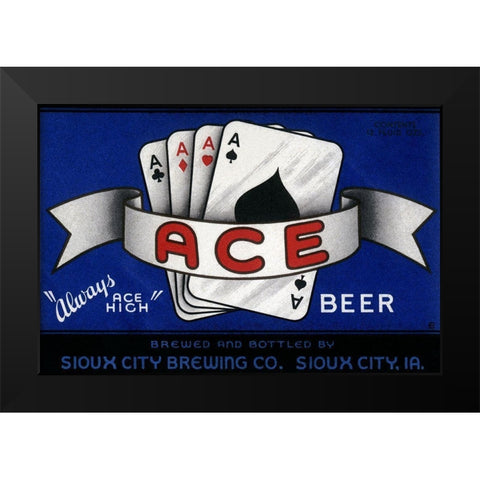 Ace Beer Black Modern Wood Framed Art Print by Vintage Booze Labels