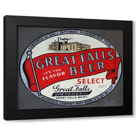 Great Falls Beer Black Modern Wood Framed Art Print with Double Matting by Vintage Booze Labels