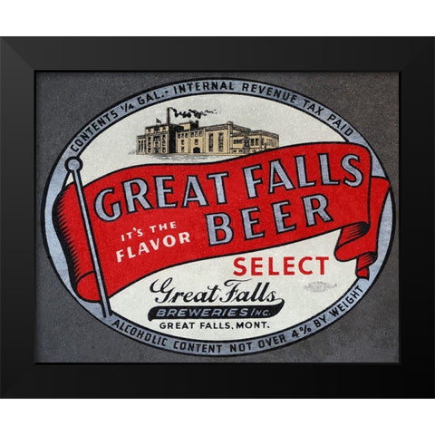 Great Falls Beer Black Modern Wood Framed Art Print by Vintage Booze Labels