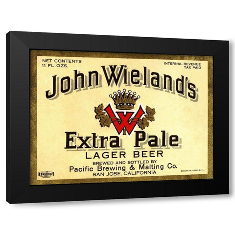 John Wielands Extra Pale Lager Beer Black Modern Wood Framed Art Print by Vintage Booze Labels