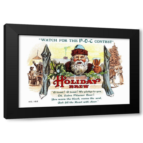 Holiday Brew Black Modern Wood Framed Art Print with Double Matting by Vintage Booze Labels