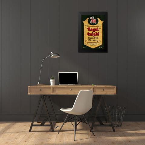Royal Knight Blended Whiskey Black Modern Wood Framed Art Print by Vintage Booze Labels