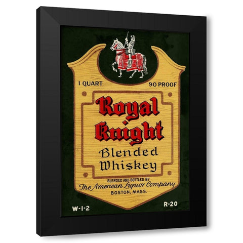 Royal Knight Blended Whiskey Black Modern Wood Framed Art Print with Double Matting by Vintage Booze Labels