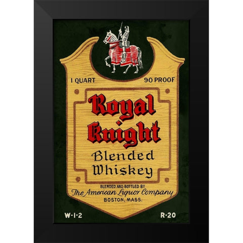 Royal Knight Blended Whiskey Black Modern Wood Framed Art Print by Vintage Booze Labels