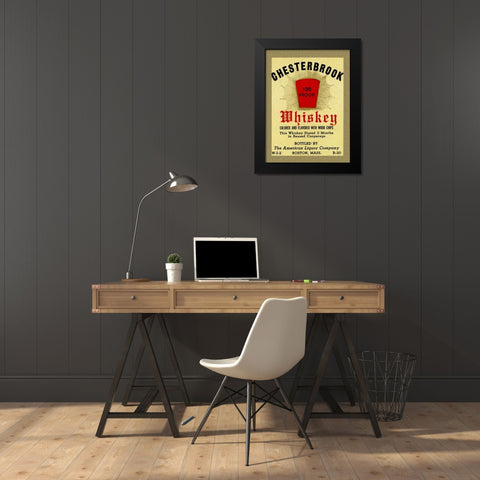 Chesterbrook Whiskey Black Modern Wood Framed Art Print by Vintage Booze Labels