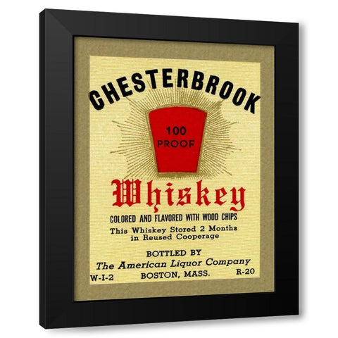 Chesterbrook Whiskey Black Modern Wood Framed Art Print with Double Matting by Vintage Booze Labels