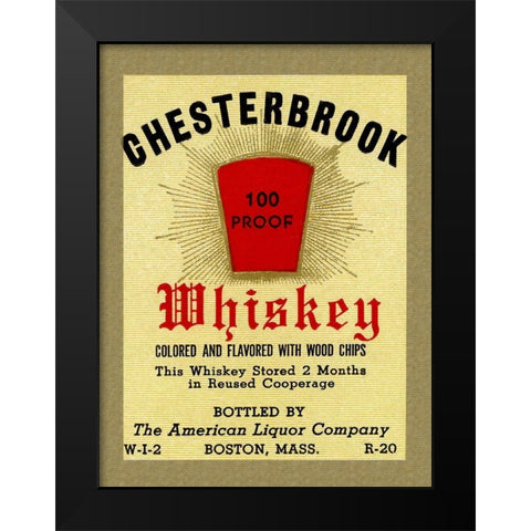 Chesterbrook Whiskey Black Modern Wood Framed Art Print by Vintage Booze Labels