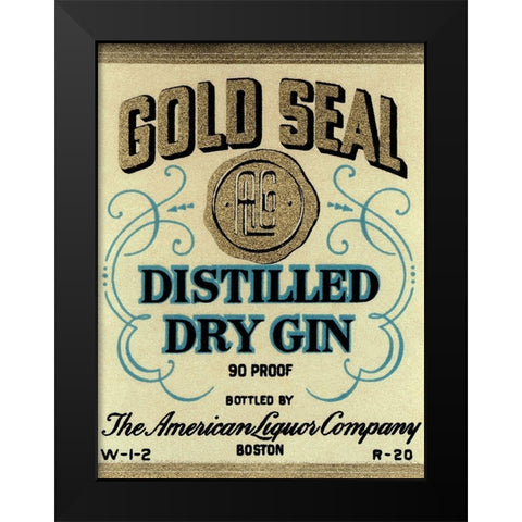 Gold Seal Distiller Dry Gin Black Modern Wood Framed Art Print by Vintage Booze Labels