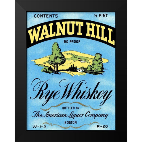 Walnut Hill Rye Whiskey Black Modern Wood Framed Art Print by Vintage Booze Labels