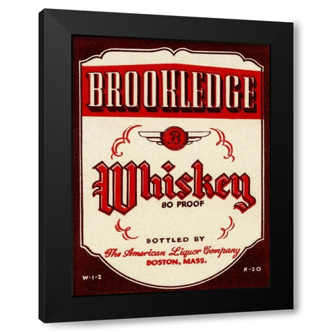 Brookledge Whiskey Black Modern Wood Framed Art Print with Double Matting by Vintage Booze Labels