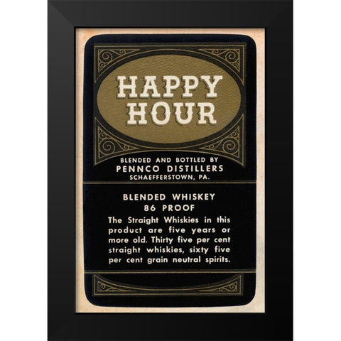 Happy Hour Blended Whiskey Black Modern Wood Framed Art Print by Vintage Booze Labels