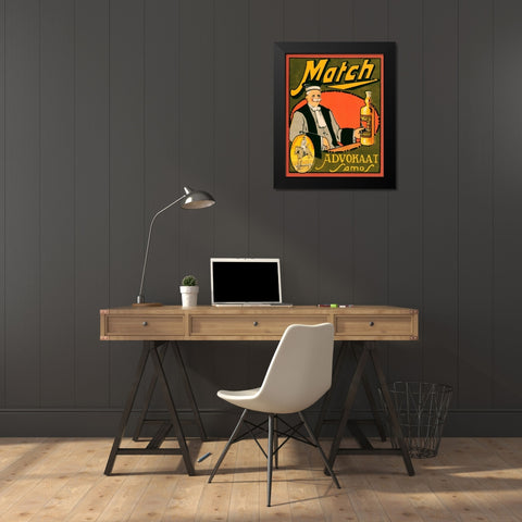 Match Advokaat Samos Black Modern Wood Framed Art Print by Vintage Booze Labels