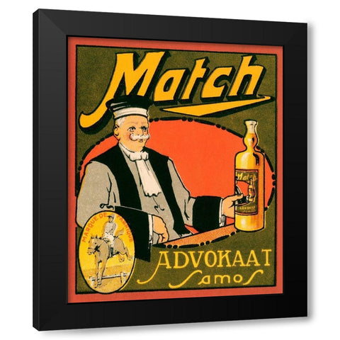 Match Advokaat Samos Black Modern Wood Framed Art Print with Double Matting by Vintage Booze Labels