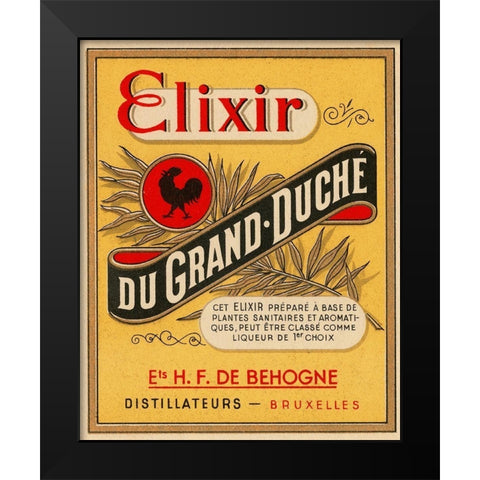 Elixir du Grand - Duche Black Modern Wood Framed Art Print by Vintage Booze Labels