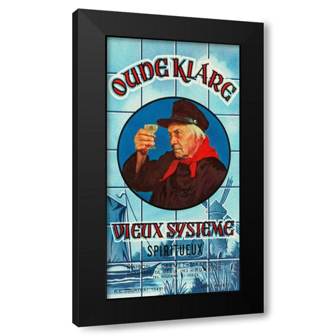 Oudeklare Vieux Systeme Spiritueux Black Modern Wood Framed Art Print with Double Matting by Vintage Booze Labels