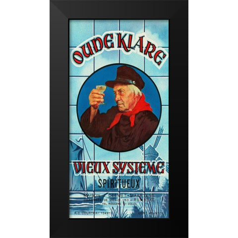Oudeklare Vieux Systeme Spiritueux Black Modern Wood Framed Art Print by Vintage Booze Labels