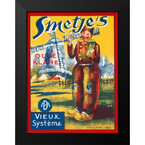 Smetjes Oude Klare Black Modern Wood Framed Art Print by Vintage Booze Labels