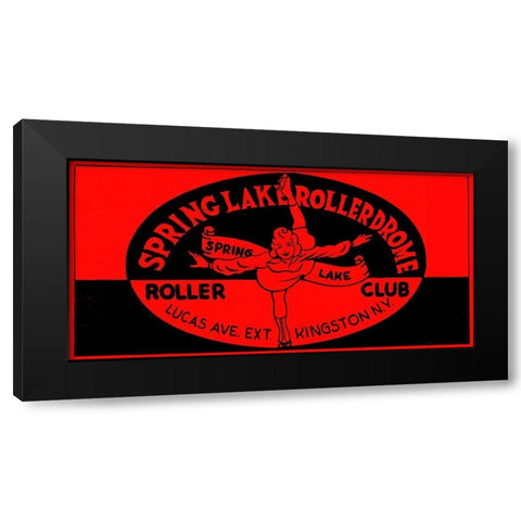 Spring Lake Rollerdome Roller Club Black Modern Wood Framed Art Print with Double Matting by Retrorollers