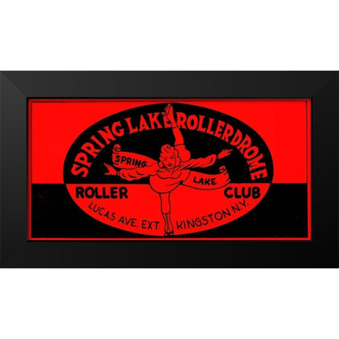 Spring Lake Rollerdome Roller Club Black Modern Wood Framed Art Print by Retrorollers