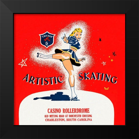 Artistic Skating Black Modern Wood Framed Art Print by Retrorollers