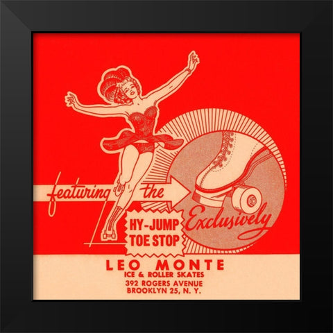 Leo Monte Ice and Roller Skates Black Modern Wood Framed Art Print by Retrorollers