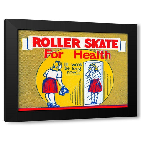 Roller Skate for Health Black Modern Wood Framed Art Print with Double Matting by Retrorollers