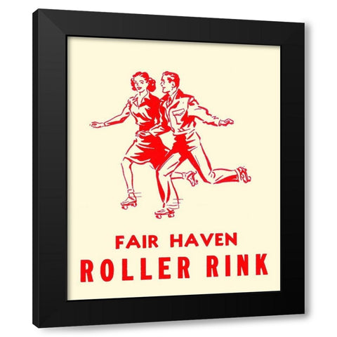 Fair Haven Roller Rink Black Modern Wood Framed Art Print with Double Matting by Retrorollers