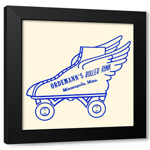 Ordemanns Roller Rink Black Modern Wood Framed Art Print by Retrorollers