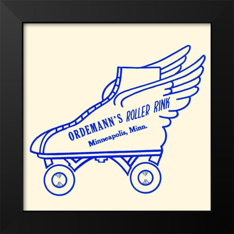 Ordemanns Roller Rink Black Modern Wood Framed Art Print by Retrorollers