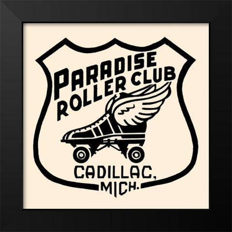 Paradise Roller Club Black Modern Wood Framed Art Print by Retrorollers