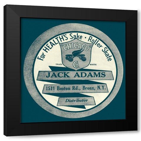 For Healths Sake Roller Skate Black Modern Wood Framed Art Print with Double Matting by Retrorollers