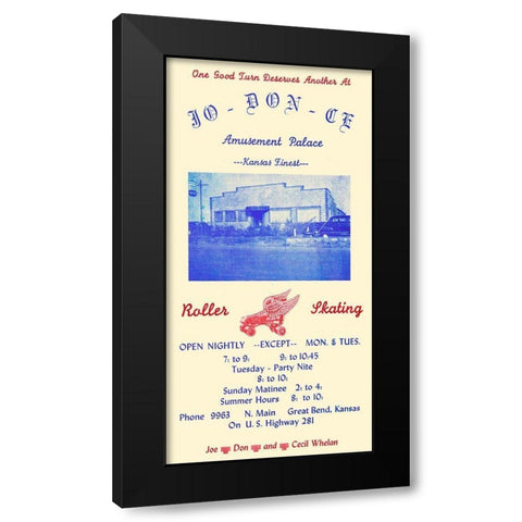 Jo-Don-Ce Amusement Palace Roller Skating Black Modern Wood Framed Art Print by Retrorollers