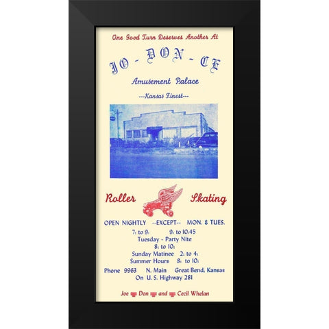 Jo-Don-Ce Amusement Palace Roller Skating Black Modern Wood Framed Art Print by Retrorollers