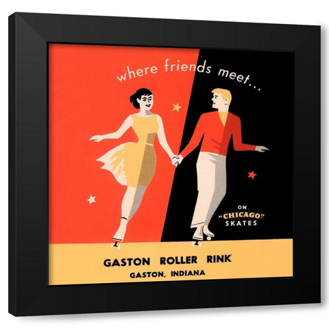 Where Friends Meet Black Modern Wood Framed Art Print by Retrorollers