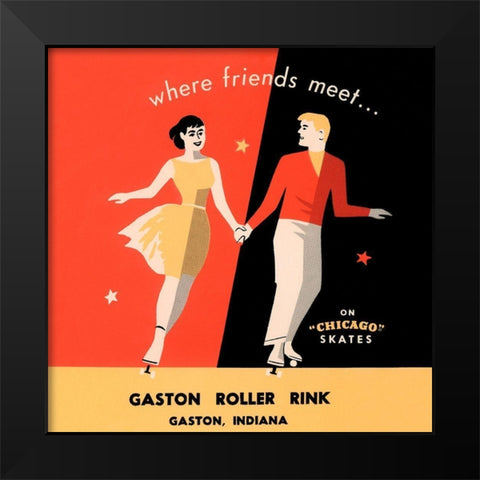 Where Friends Meet Black Modern Wood Framed Art Print by Retrorollers