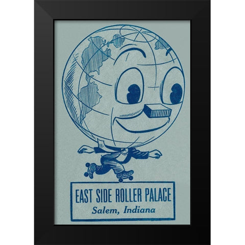 East Side Roller Palace Black Modern Wood Framed Art Print by Retrorollers