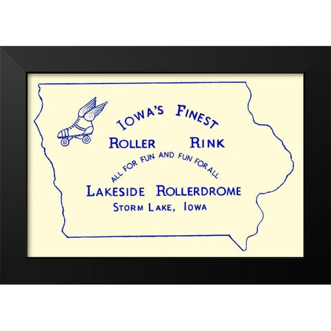Iowas Finest Roller Rink Black Modern Wood Framed Art Print by Retrorollers