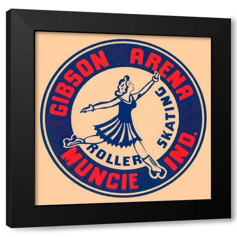 Gibson Arena Roller Skating Black Modern Wood Framed Art Print with Double Matting by Retrorollers