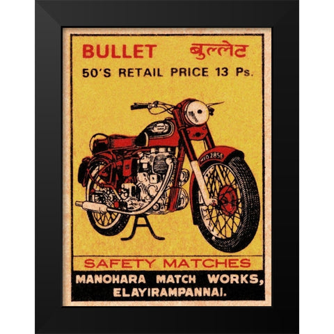 Bullet Safety Matches Black Modern Wood Framed Art Print by Phillumenart