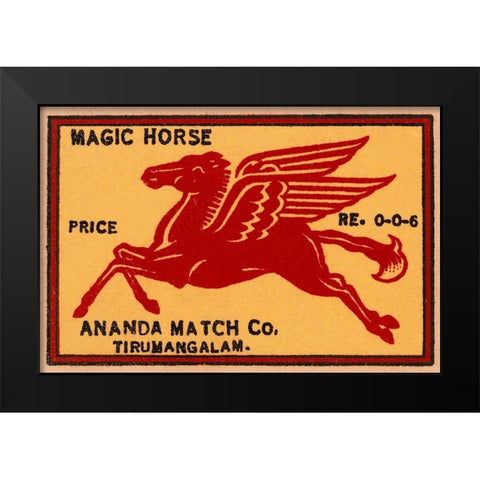 Magic Horse Matches Black Modern Wood Framed Art Print by Phillumenart